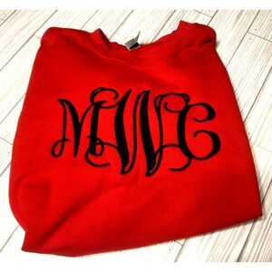 Girls Teen Womens Red Gilden Longsleeve sweatshirt Monogrammed MWC SMALL